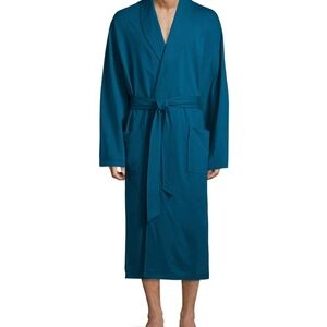 Stafford Teal Long Sleeve Cotton Men's Robe